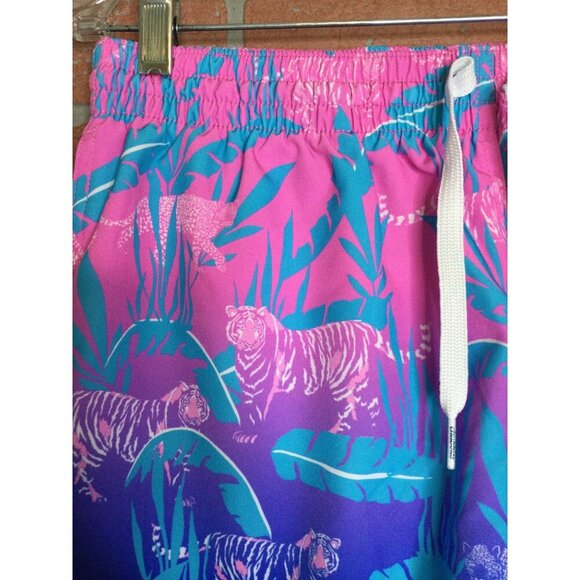Chubbies Mens Swim Trunks Shorts Size L Jungle Tiger Print Pink Blue Mesh Liner - Picture 3 of 9